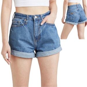 Wild Fable Highest Rise Mom Shorts embroidered with Happy size 6/28R